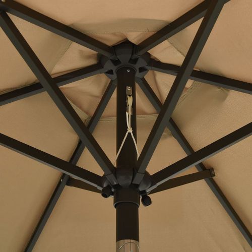 Parasol avec lumières LED Taupe 200x211 cm Aluminium - Photo n°2; ?>