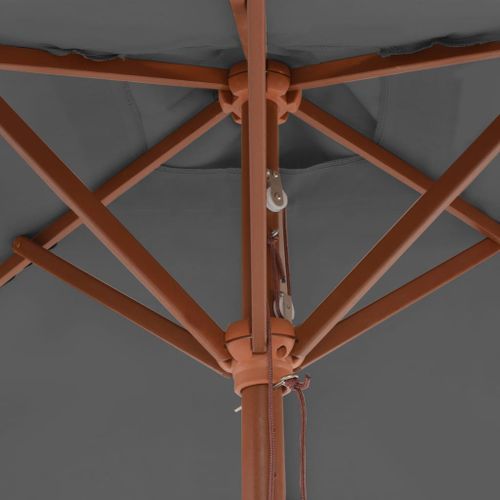 Parasol avec mât en bois 150 x 200 cm Anthracite - Photo n°2; ?>