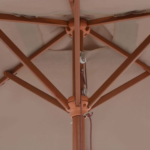 Parasol avec mât en bois 150 x 200 cm Taupe - Photo n°2; ?>