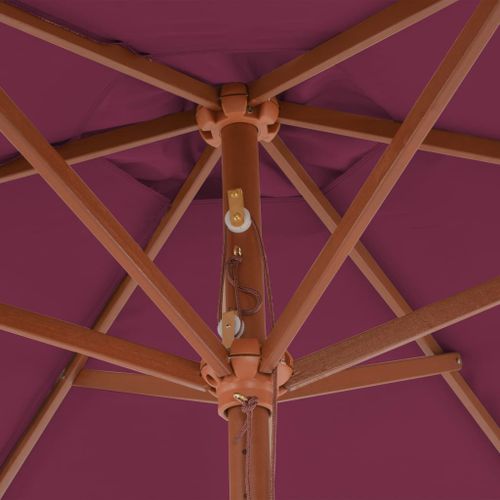 Parasol avec mât en bois 270 cm Bordeaux - Photo n°2; ?>
