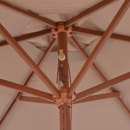 Parasol avec mât en bois 270 cm Taupe - Photo n°2; ?>