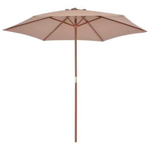 Parasol avec mât en bois 270 cm Taupe - Photo n°3; ?>