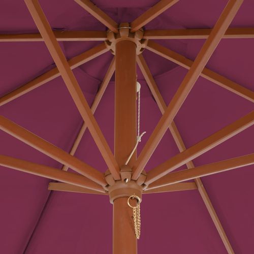 Parasol avec mât en bois 300 cm Rouge bordeaux - Photo n°2; ?>