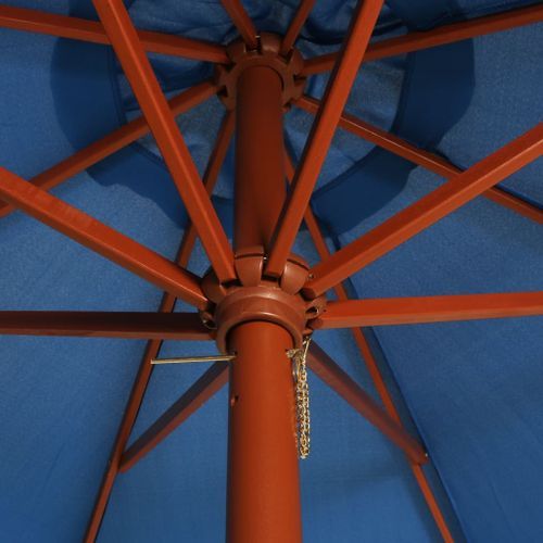 Parasol avec mât en bois 300x258 cm Bleu - Photo n°2; ?>