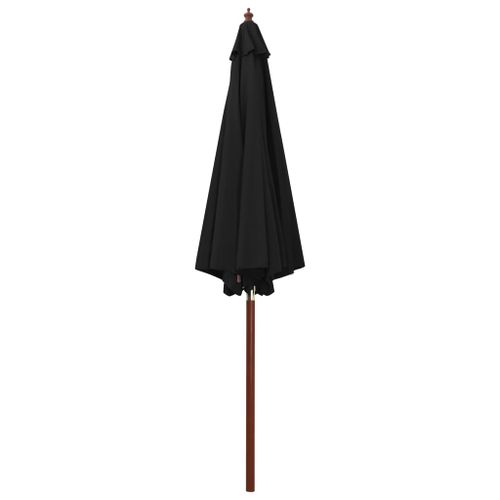 Parasol avec mât en bois 300x258 cm Noir - Photo n°3; ?>