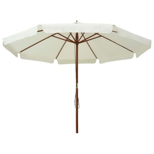 Parasol avec mât en bois 330 cm Blanc sable - Photo n°3; ?>