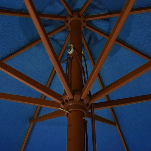 Parasol avec mât en bois 330 cm Bleu azuré - Photo n°2; ?>