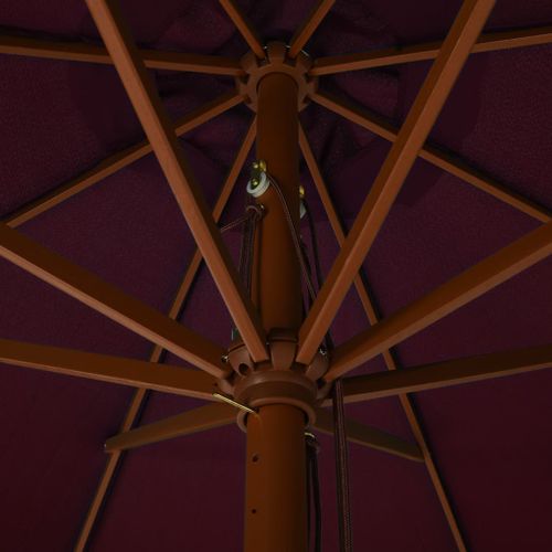 Parasol avec mât en bois 330 cm Bordeaux - Photo n°2; ?>