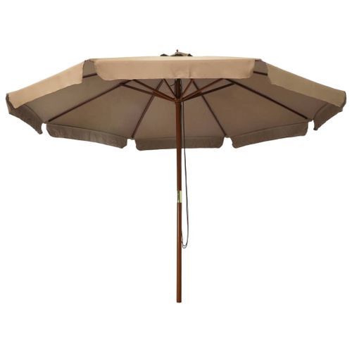 Parasol avec mât en bois 330 cm Taupe - Photo n°3; ?>