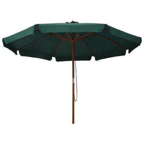 Parasol avec mât en bois 330 cm Vert - Photo n°3; ?>