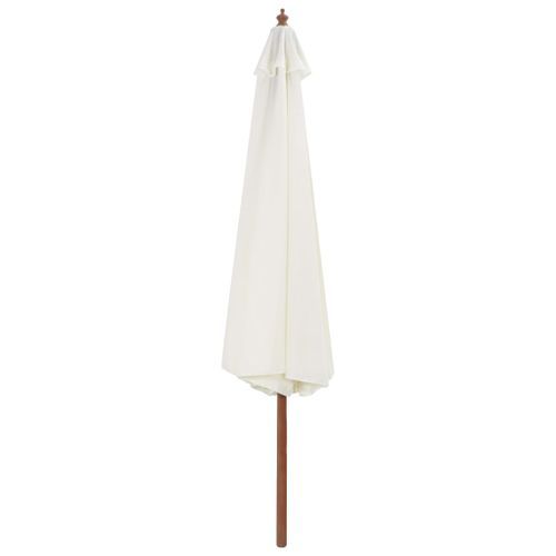 Parasol avec mât en bois 350 cm Blanc sable - Photo n°3; ?>