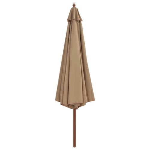 Parasol avec mât en bois 350 cm Taupe - Photo n°3; ?>