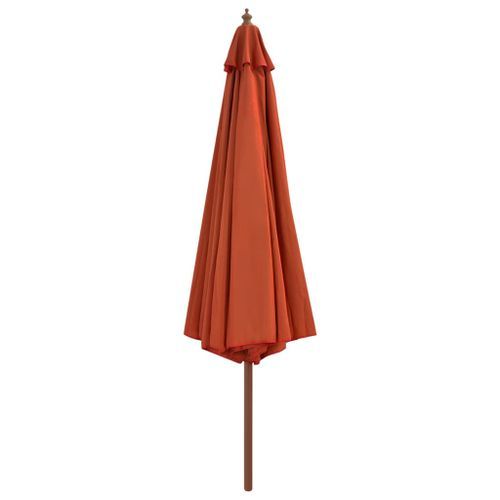 Parasol avec mât en bois 350 cm Terre cuite - Photo n°3; ?>