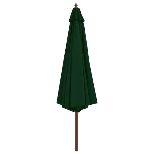 Parasol avec mât en bois 350 cm Vert - Photo n°3; ?>