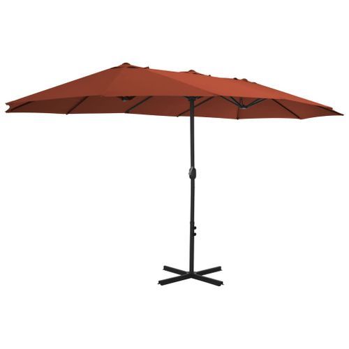 Parasol avec poteau en aluminium 460 x 270 cm Terre cuite - Photo n°2; ?>