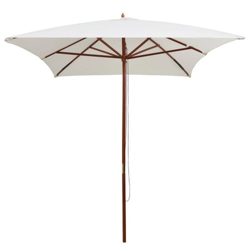 Parasol avec poteau en bois 200 x 300 cm Blanc crème - Photo n°3; ?>