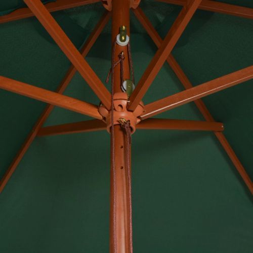 Parasol avec poteau en bois 270 x 270 cm Vert - Photo n°2; ?>