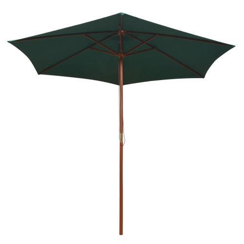 Parasol avec poteau en bois 270 x 270 cm Vert - Photo n°3; ?>