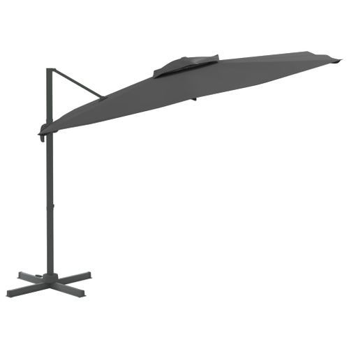 Parasol cantilever à double toit Anthracite 300x300 cm - Photo n°3; ?>