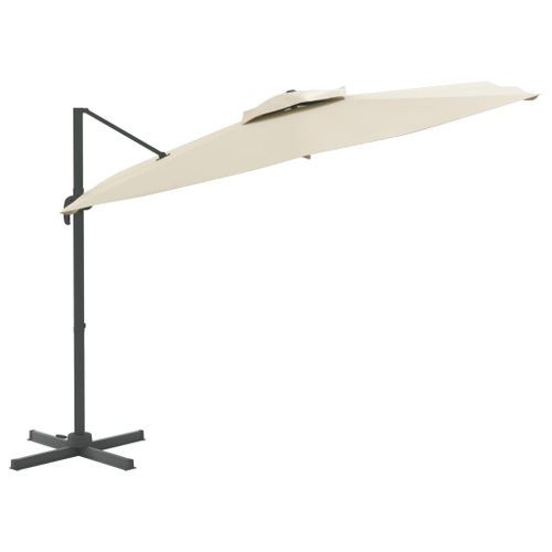 Parasol cantilever à double toit Blanc sable 400x300 cm - Photo n°3; ?>