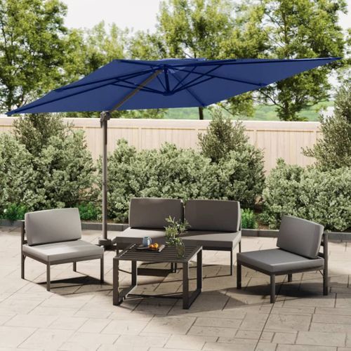 Parasol cantilever à double toit Bleu azuré 300x300 cm - Photo n°2; ?>