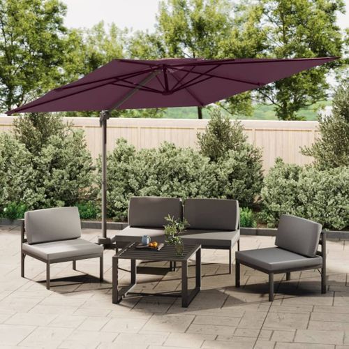 Parasol cantilever à double toit Bordeaux Rouge 300x300 cm - Photo n°2; ?>