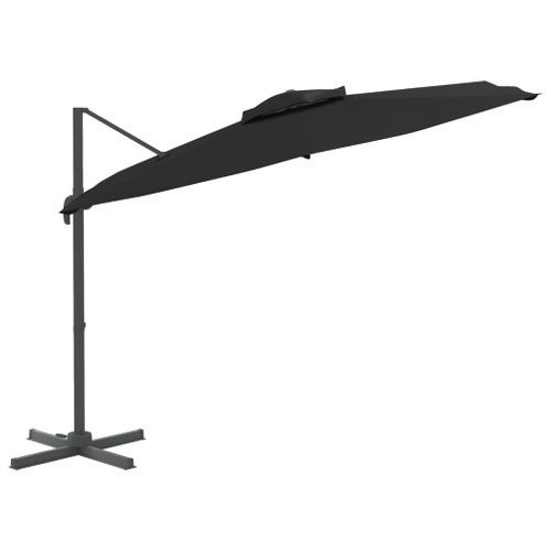 Parasol cantilever à double toit Noir 400x300 cm - Photo n°3; ?>