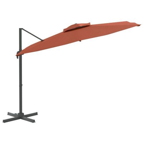 Parasol cantilever à double toit Terre cuite 300x300 cm - Photo n°3; ?>