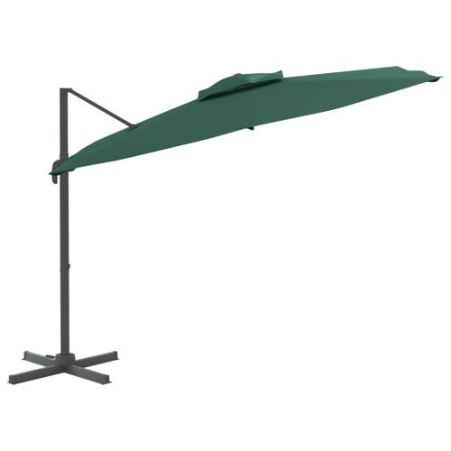 Parasol cantilever à double toit Vert 300x300 cm - Photo n°3; ?>