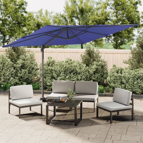 Parasol cantilever à LED Bleu azuré 400x300 cm - Photo n°2; ?>