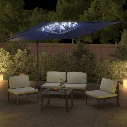 Parasol cantilever à LED Bleu azuré 400x300 cm - Photo n°3; ?>