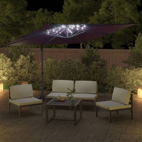 Parasol cantilever à LED Rouge Bordeaux 400x300 cm - Photo n°3; ?>