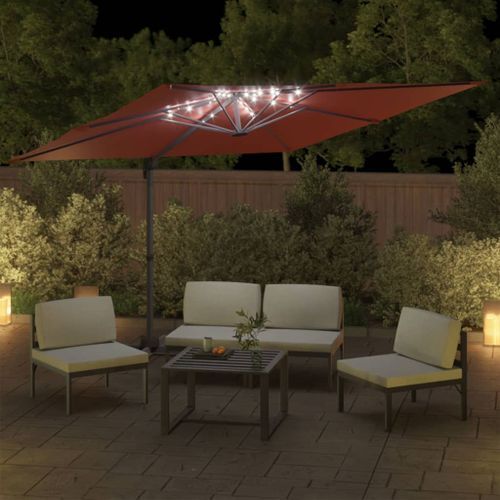 Parasol cantilever à LED Terre cuite 400x300 cm - Photo n°3; ?>