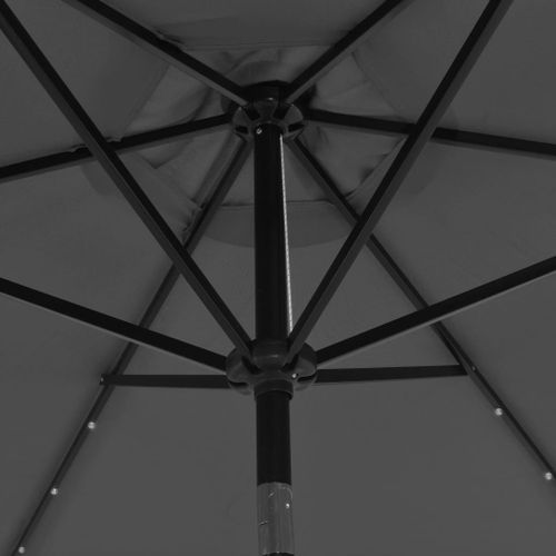 Parasol d'extérieur avec LED et mât en acier 300 cm Anthracite - Photo n°2; ?>