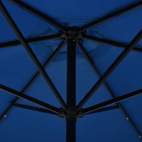 Parasol d'extérieur avec LED et mât en acier 300 cm Azuré - Photo n°3; ?>