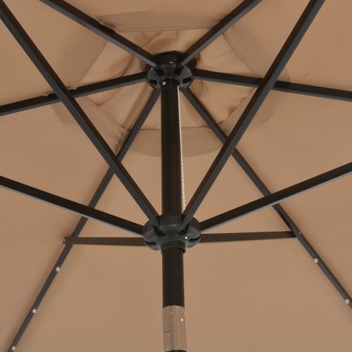 Parasol d'extérieur avec LED et mât en acier 300 cm Taupe - Photo n°2; ?>