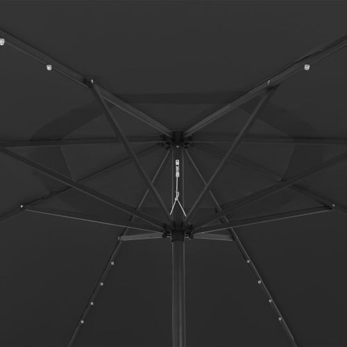 Parasol d'extérieur avec LED et mât en métal 400 cm Noir - Photo n°2; ?>