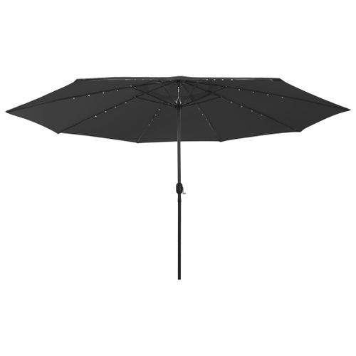 Parasol d'extérieur avec LED et mât en métal 400 cm Noir - Photo n°3; ?>