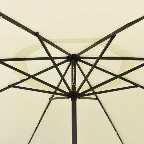 Parasol d'extérieur avec LED et mât en métal 400 cm Sable - Photo n°2; ?>