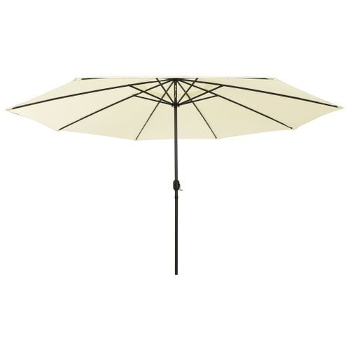 Parasol d'extérieur avec LED et mât en métal 400 cm Sable - Photo n°3; ?>