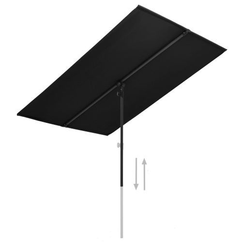Parasol d'extérieur avec mât en aluminium 180x130 cm Noir - Photo n°2; ?>