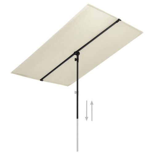 Parasol d'extérieur avec mât en aluminium 180x130cm Blanc sable - Photo n°2; ?>