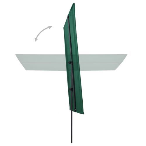 Parasol d'extérieur avec mât en aluminium 2x1,5 m Vert - Photo n°2; ?>