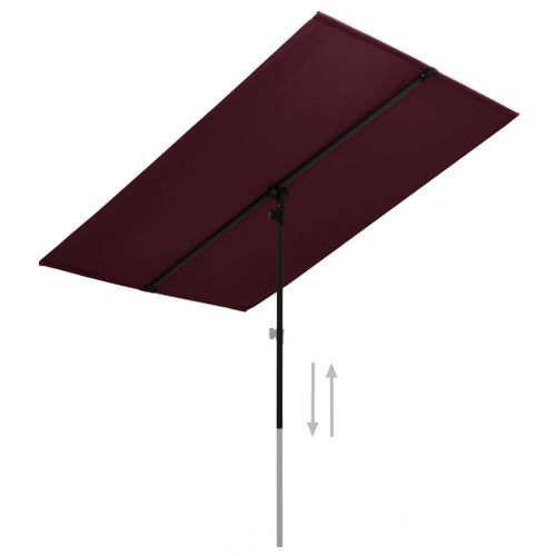 Parasol d'extérieur avec mât en aluminium 2x1,5m Rouge bordeaux - Photo n°2; ?>