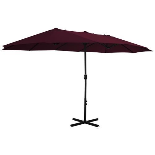 Parasol d'extérieur avec mât en aluminium 460 x 270 cm Bordeaux - Photo n°3; ?>