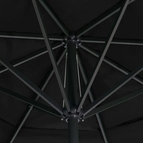 Parasol d'extérieur avec mât en aluminium 600 cm Noir - Photo n°2; ?>