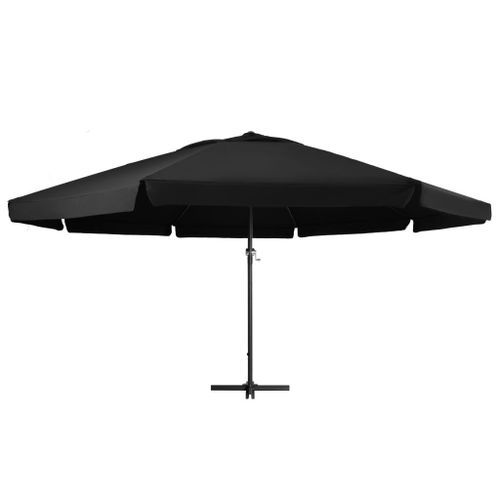 Parasol d'extérieur avec mât en aluminium 600 cm Noir - Photo n°3; ?>