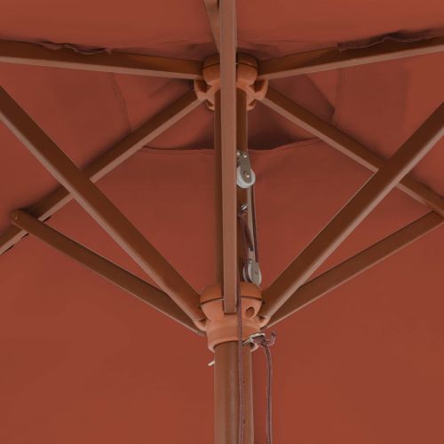 Parasol d'extérieur avec mât en bois 150 x 200 cm Terre cuite - Photo n°2; ?>