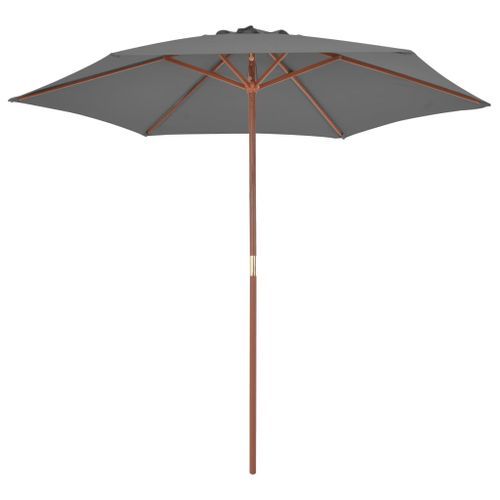 Parasol d'extérieur avec mât en bois 270 cm Anthracite - Photo n°3; ?>