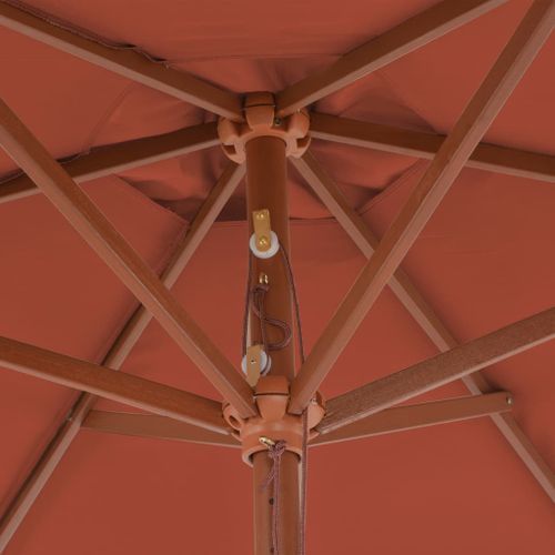 Parasol d'extérieur avec mât en bois 270 cm Terre cuite - Photo n°2; ?>